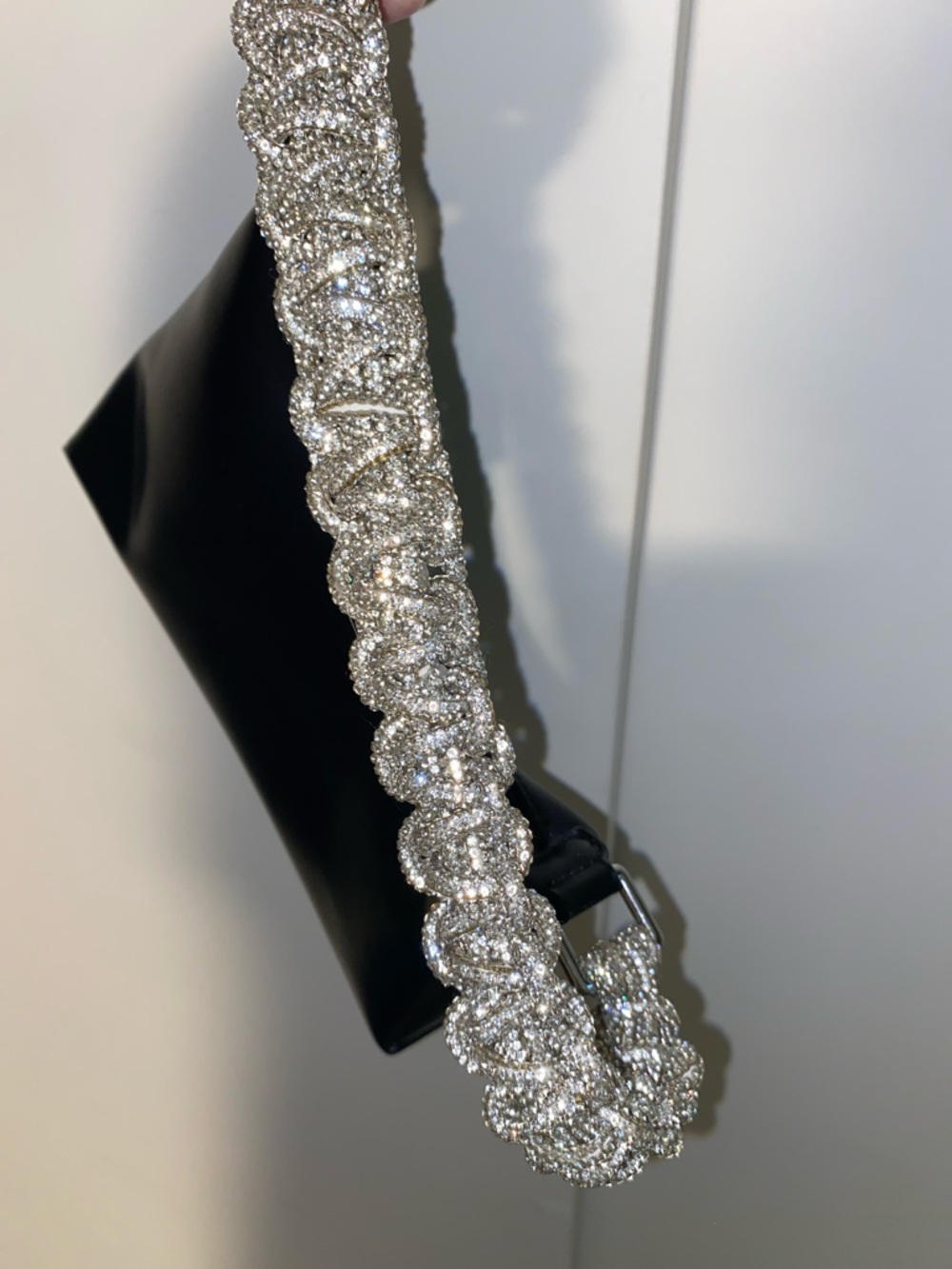 Madison West Black Shoulder Bag with Crystal Strap - Picture 5 of 6
